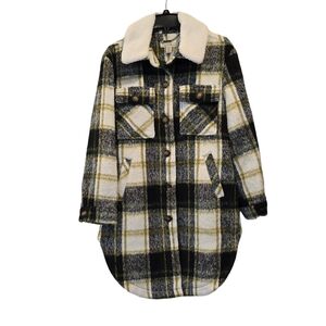 Ugg Koolaburra Plaid Mid Length Coat Shacket Jacket Removable Fur Collar